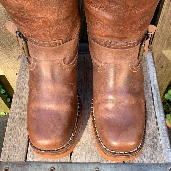 DESTROY Platform Vintage Chunky High Heel Y2K Brown Boots - Picture 4 of 11